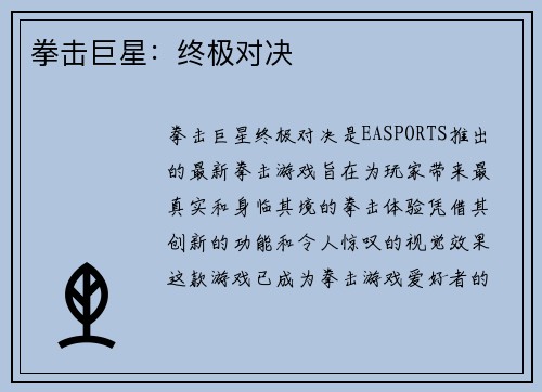 拳击巨星：终极对决